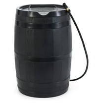 45 Gallon Heavy Duty Rain Water Catcher Container with Hose and Debris Screen for Outdoor Plants, Garden, and Landscapes (RC45-BLK) Black