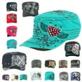 thumbnail image 7 of SILVERFEVER Women's Military Cadet Cap Hat - Patch Cotton - Studded & Embroidered, 7 of 7