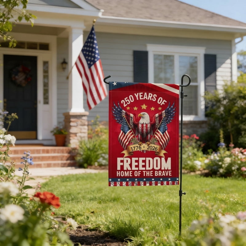AGAS 250th Anniversary Garden Flag 12 x 18 inch 200D Nylon 250 Years Freedom (Without Pole)