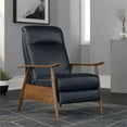 thumbnail image 2 of Solaris Midnight Blue Faux Leather Wooden Arm Push Back Recliner Chair, 2 of 13