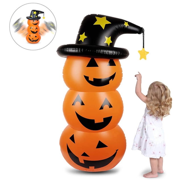 Vaso inflable de calabaza de Halloween de 55,1 pulgadas de PVC, ideal para fiestas en interiores y exteriores.