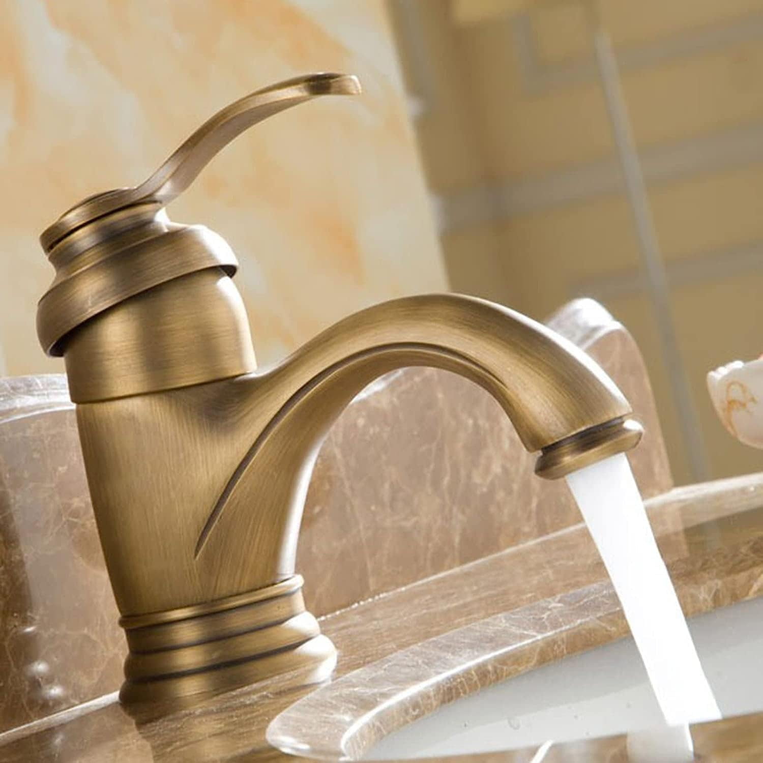 Faucet for Bathroom Sink hot and Cold Water Faucet Bathroom Faucet Single Handle Single Handle Bathroom Sink Faucet one Hole for Kitchen,Antique B
