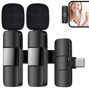 GINIHOMER Wireless Microphone for Type-c Port, Plug-Play Wireless Lavalier Mic with 2 Microphone for Phone Video Recording, Interviews, Vlog, Auto Sync and Noise Reduction, Type-C