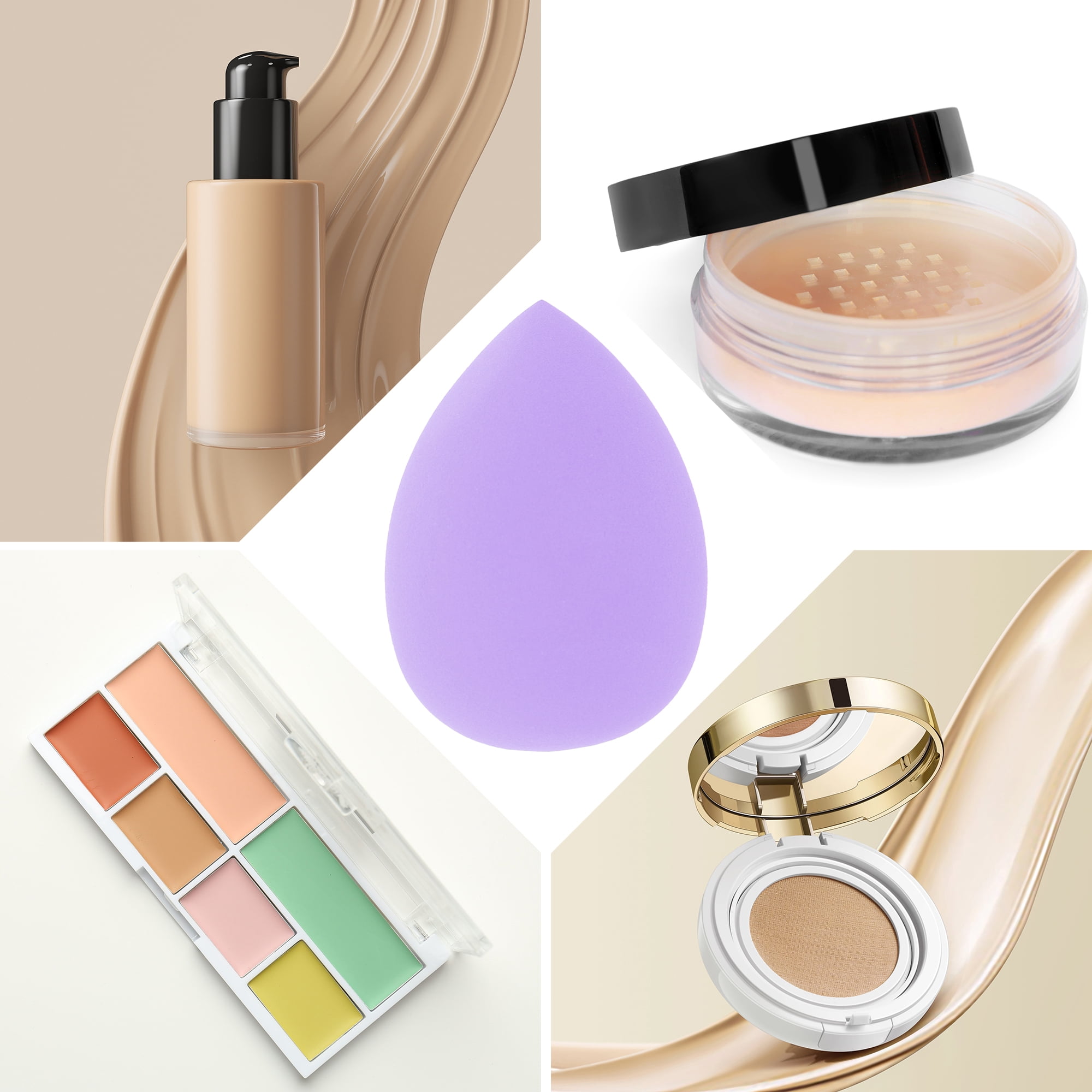Unique Bargains 2 Pcs Portable Teardrop Face Makeup Sponge Purple