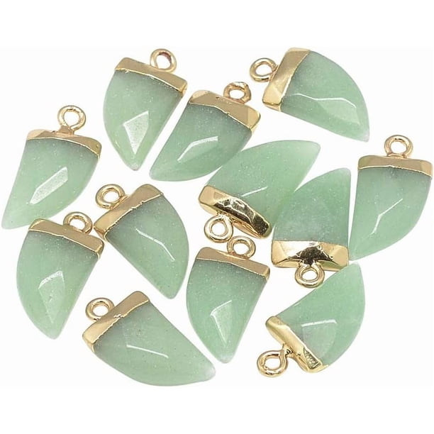 1 colgante puntiagudo de jade blanco natural con accesorios de latón, facetado, dorado, aguamarina mediana, teñido, forma de colmillo para la fabricación de joyas.