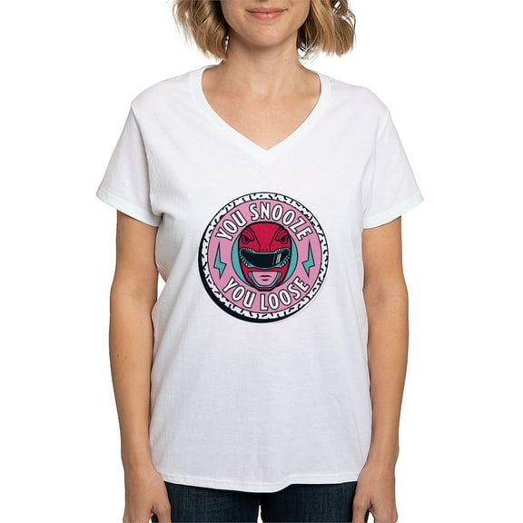 CafePress - Power Rangers You Snooze Yo Women's V Neck T Shirt - Womens Cotton V-Neck T-shirt