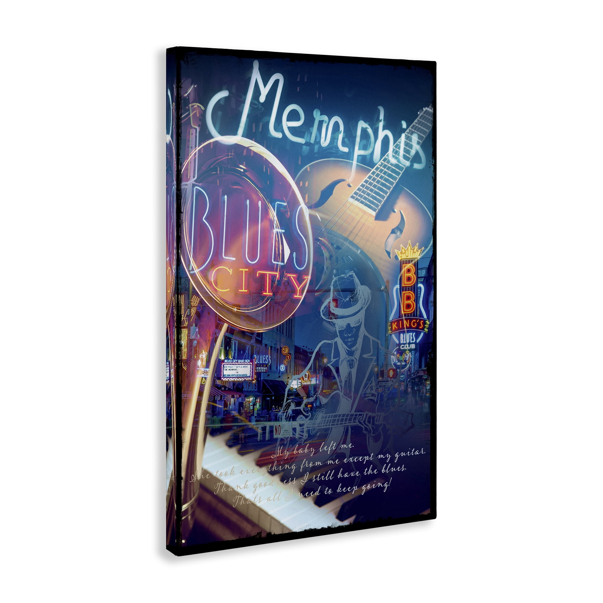 Stupell Industries Memphis Blues City Cities & Countries Painting Wrapped Canvas Art Print Wall Art, 20 x 30
