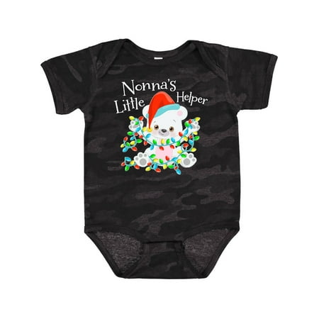 

Inktastic Nonna s Little Helper Cute Polar Bear with Christmas Lights Gift Baby Boy or Baby Girl Bodysuit