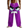 thumbnail image 3 of BRGZLK Men's Baggy Pants Wide Leg Funny Meme Elastic Waist Drawstring Beach Pants Novelty Graphic Vacation Wide Leg Trouser with Pocket, 3 of 3