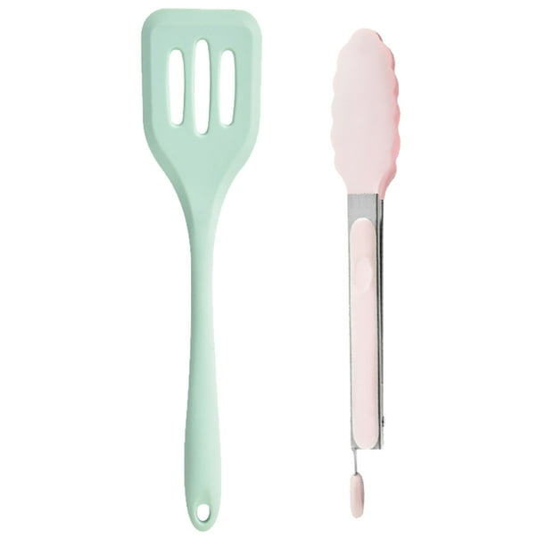 Juego de utensilios de cocina de silicona - El juego de herramientas de cocina incluye espátula de drenaje y clips para alimentos - 2 piezas