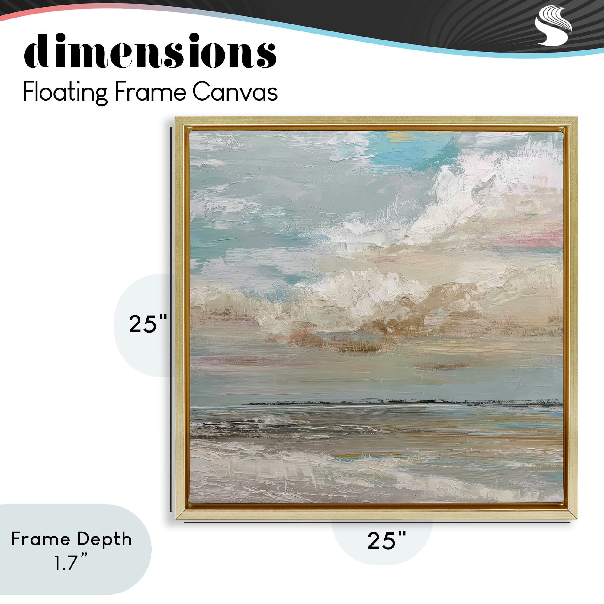 Stupell Industries Cloudy Beach Brushstrokes Gold Framed Floater Canvas Wall Art, design by Kim Curinga