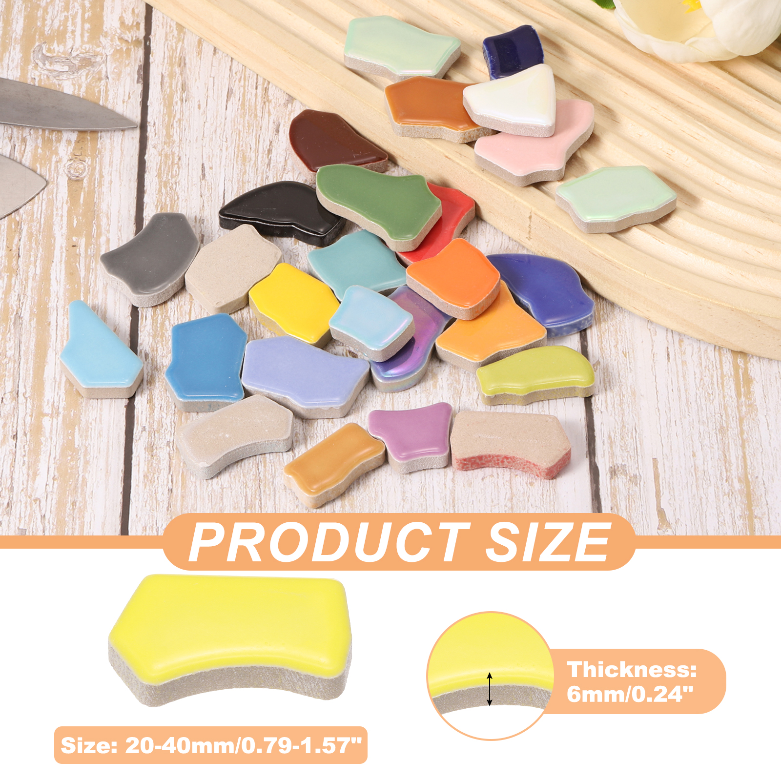 Uxcell 500g/1.1LB Irregular Ceramics Mosaic Tiles, 0.79"-1.57" Mosaic Stained Tile Broken Porcelain Pieces Stones Bulk for DIY Craft Making Vases Home Decoration, Lemon Yellow