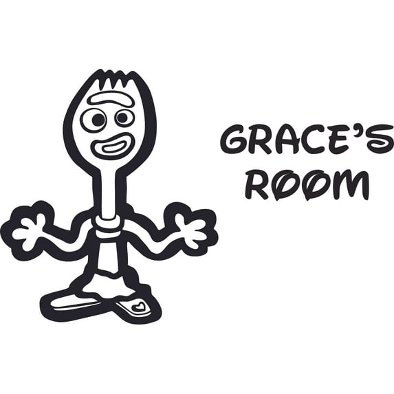 Forky Toys Story 4 Cartoon Character Vinyl Customized Name Wall Decal - Custom Vinyl Wall Art - Personalized Name - Baby Girl Boy Kid Bedroom Decal Room Sticker Decoration Size (10x8 inch)