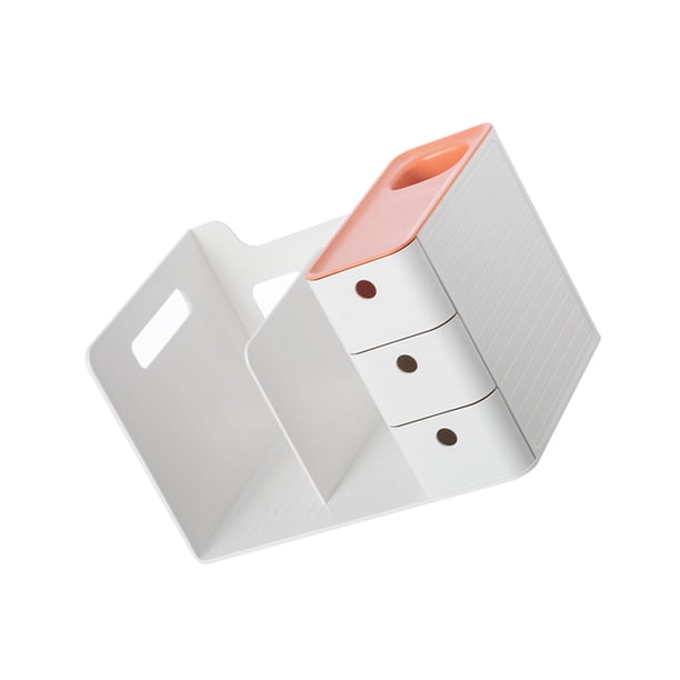 Injueey Caja de almacenamiento de libros, sujetalibros, cajones, organizador de múltiples rejillas de plástico comercial para el hogar, Carpetas de archivos Naranja