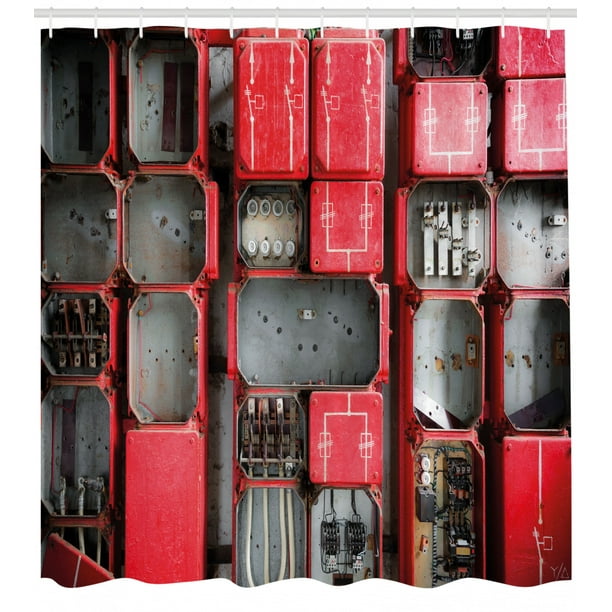 Industrial Shower Curtain, Fuse Cabinet Close Up Photo ...
