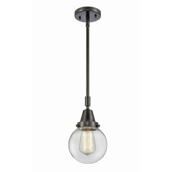 447-1S-BK-G202-6 Innovations Lighting Beacon - 1 Light Stem Hung Mini Pendant-10.63 Inch Tall and 6 Inch Wide-Matte Black Finish-Clear Glass Color