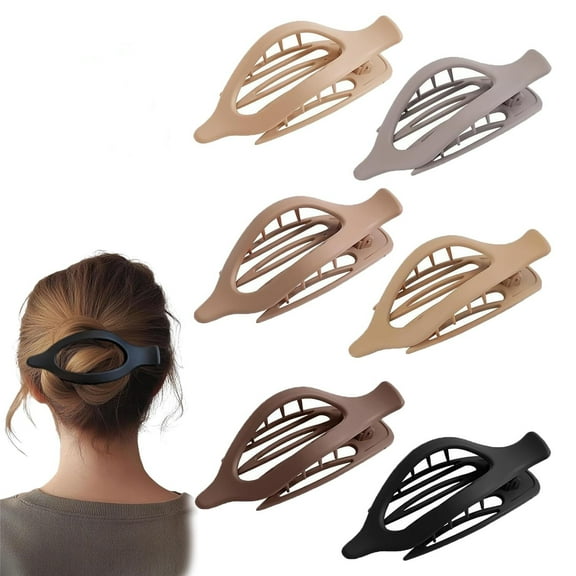 6 PCS Large Flat Hair Clips for Women Girls, French Concord Hair Claw Clips for Thick Thin Hair, Comfortable Curved Flat Clips, Matte Non-slip Strong Hold Hair Barrettes (Neutral,4.7 Inch)