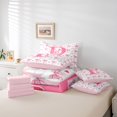 thumbnail image 6 of Homewish Letter P Monogrammed 7pcs Bedding Comforter Set,Cute Bow Tie Queen Bedding Sets,Pink Loves Pattern Queen Sheet Sets For Girls,Microfiber Room Decorative Reversible, 6 of 8
