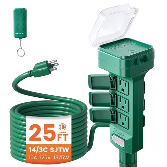 Temporizador resistente al agua SURAIELEC para energía exterior con mando a distancia de 30 m