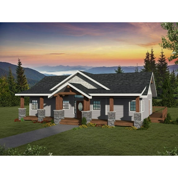 001-3910: Mountain Northwest 2 Bed, 3 Bath Luxury Home Plan, 2872 Sq Ft: Full Blueprints with License to Build by Home Plan Marketplace - Lesuto