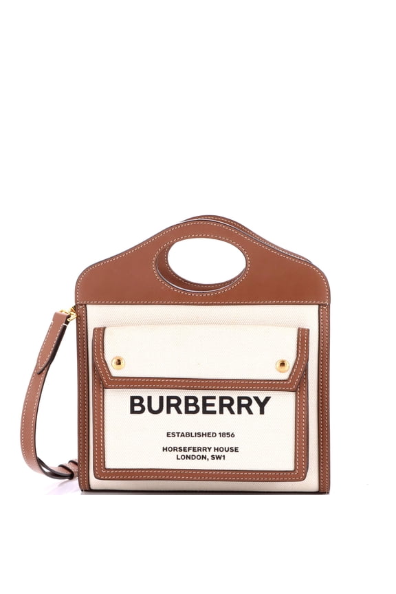 Pre-Owned Logo Pocket Tote Canvas with Leather Mini By Rebag