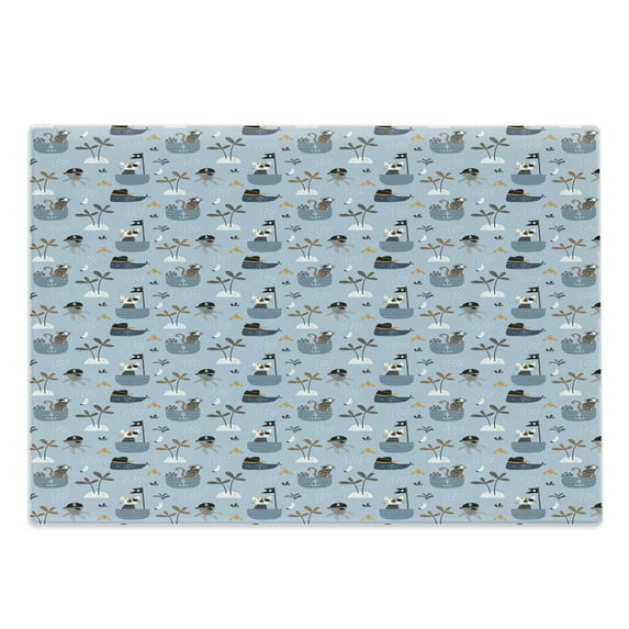 Cat Cutting Board, Forest Themed Pattern of Animals on Ships Creative Marine Wildlife Nautical, Decorative Tempered Glass Cutting and Serving Board, in 3 Sizes, by Ambesonne