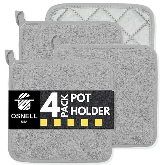Pot Holders 7" Square Solid Color (Pack of 4) - Gray - Pot Holders For Kitchen