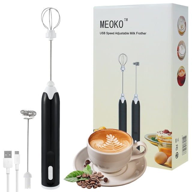 Muyoka Espumador de leche de mano Fabricante de espuma de leche eléctrico Potente espumador de leche con tres velocidades giratorias Batidor de leche multipropósito para jugos de frutas con alcohol de Muyoka Hogar