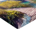 thumbnail image 2 of Ambesonne Nature Fitted Sheet, Idyllic Lake Waterfall, Queen Size, Multicolor, 2 of 3
