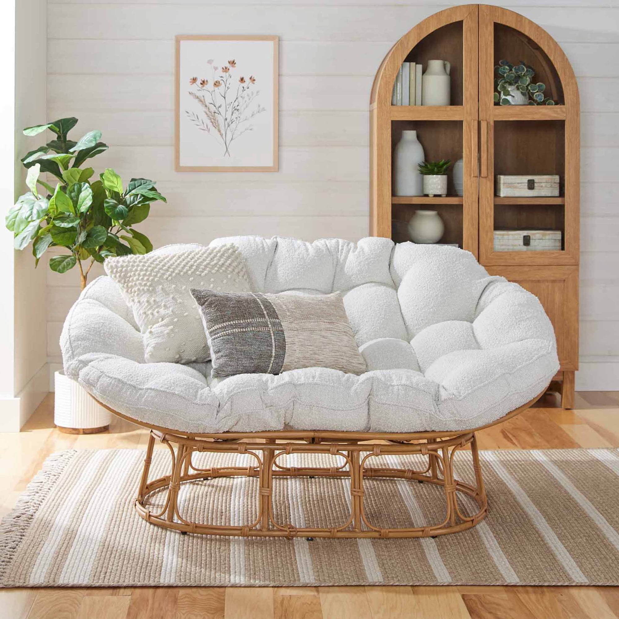 Better Homes & Gardens Double Papasan Accent Chair, Cream