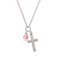 thumbnail image 2 of Delight Jewelry Resin Mini White Cupcake with Pink Frosting Be Strong and Courageous Engraved Cross Zoey Necklace, 28", 2 of 4