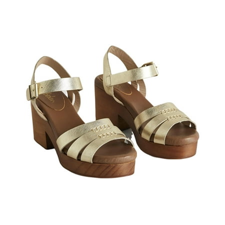 

Boden Heeled Leather Sandal Clog 42 Gold