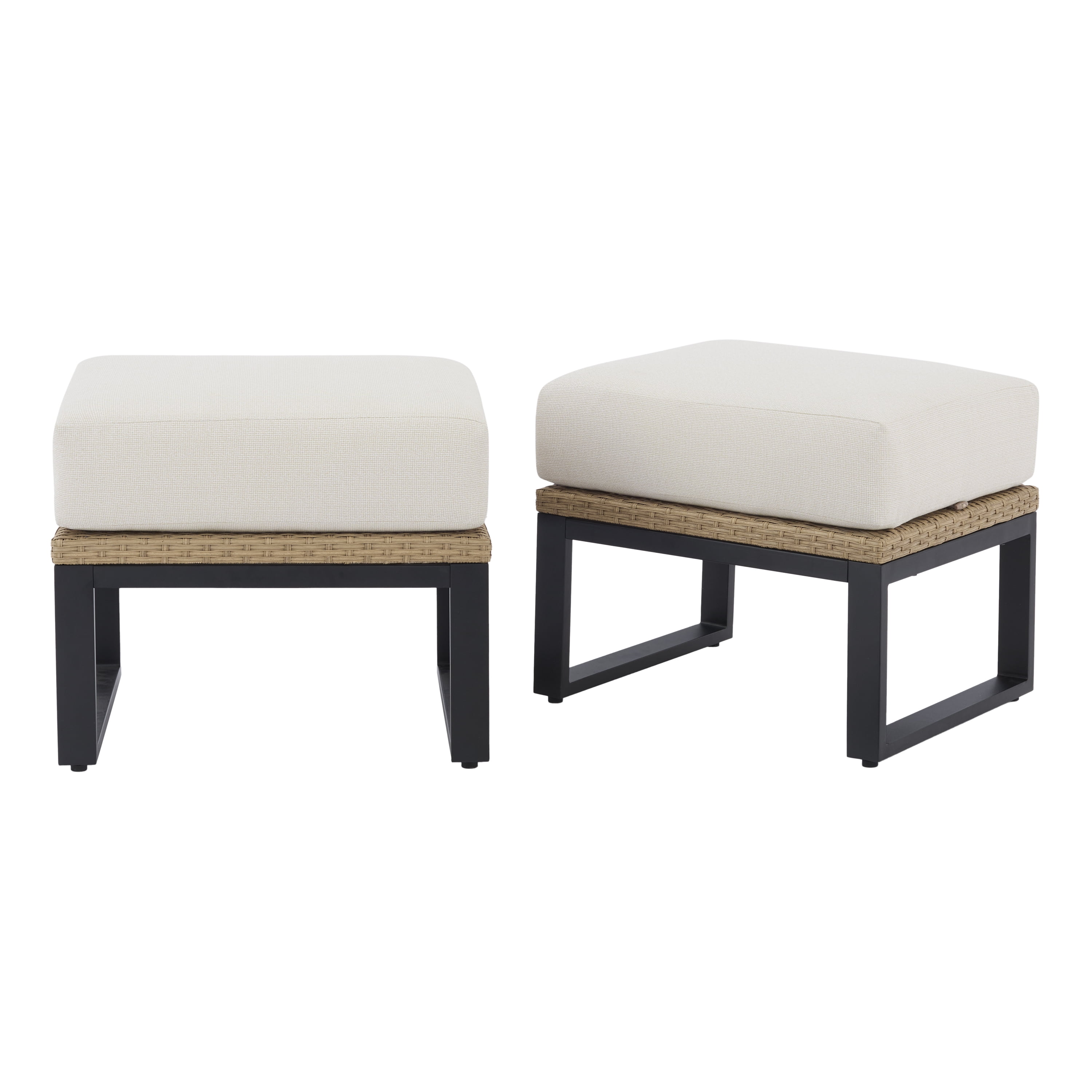 Better Homes & Gardens Ventura 2-Piece Outdoor Wicker Ottoman, Beige
