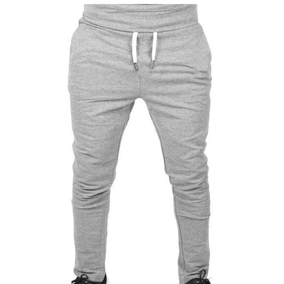 IROINNID Mens SweatPants Solid Color Muscle Fitness Sports Pants Long Pants Slim Fit Running Fitness Pants Elastic Waist Pants