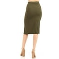 thumbnail image 3 of Women's Elastic Waist Band Stretch Bodycon Side Slit Solid Pencil Midi Mini Skirt, 3 of 4