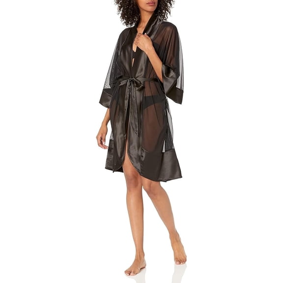 Coquette Sheer Kimono Style Robe, Black, One Size-3X-Large (20310)