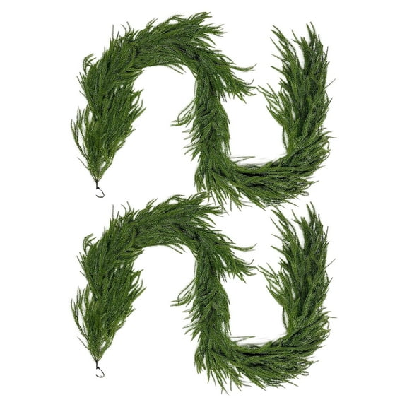 2pcs Christmas Norfolk Garland – 18 Ft Artificial Faux Green Garlands for Table, Fireplace, Wall, and Home Decoration