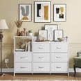 thumbnail image 3 of CONCETTA 8-Drawer Dresser TV Stand for Bedroom with Charging Station, Teen/Adult Fabric Storage with Open Shelves, White, 3 of 8