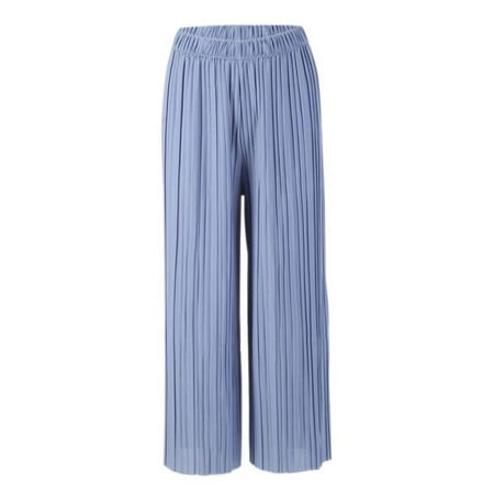 - Babula Women Wide Leg Pants Pleated Elastic Waist Casual Baggy Trousers