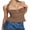 Coffee, variant on Women's Summer Halter Tank Tops Solid Color Sleeveless Square Buckle Decor Ruched Vest