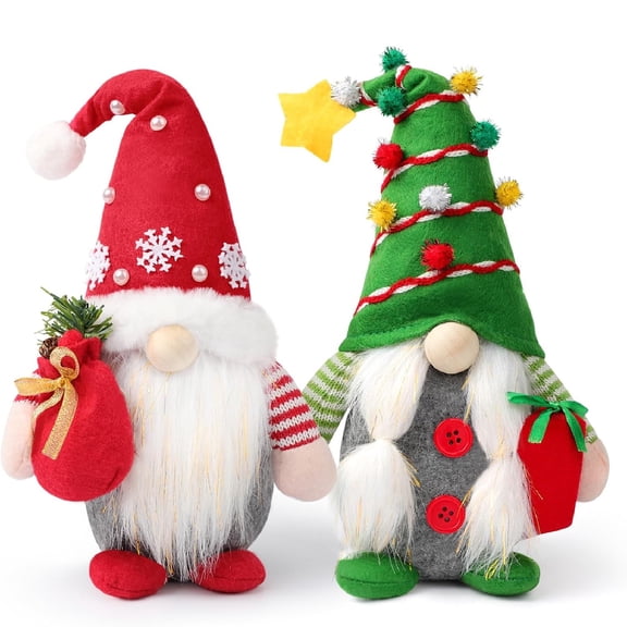 Yhmxh Christmas Gnome Plush Decorations, Xmas Farmhouse Tiered Tray Decor-Red Green Handmade Home Tabletop Elf Ornaments, Christmas Elf Decoration Xmas Ornaments Thanksgiving Day Gifts for Kids