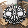 thumbnail image 3 of Black White Tie Dye Mandala Pattern Round Tablecloth 60"x60",Wrinkle Wipeable Table Cloth for Kitchen Dining Room Picnic Patio Party, 3 of 6