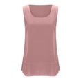 thumbnail image 6 of VEKDONE Womens Summer Linen Tank Tops Loose Fit Layered Pleated Tunics Sleeveless Scoop Neck Swing Beach Tanks Solid Color Lightweight Pullover Vest Watermelon Red XXL, 6 of 7