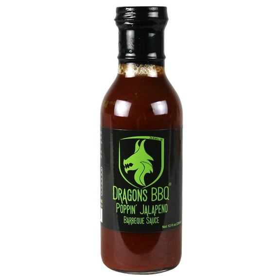 Dragons BBQ Poppin Jalapeno Barbecue Sauce 12 oz Medium Heat Smokey Sweet Flavor