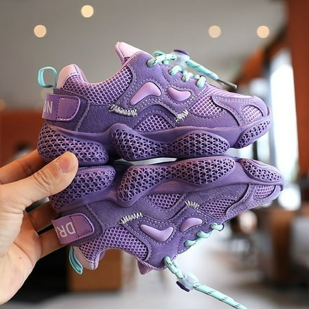 

Toyella Breathable Mesh Girls Shoes Color Matching Sneakers Purple 32