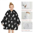thumbnail image 6 of Black Halloween Cat Skull Pattern Blanket Hoodies for Kids 6-13YR Oversize Wearable Blanket Hoodies for Boys Girls Teens, 6 of 7