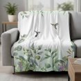 thumbnail image 2 of Leaf Bird Blanket Soft Cozy Warm Twin Blanket for Bed, Plush Fuzzy Flannel Fleece Blankets for Sofa, Sage Greeen Botanical Watercolor Animals Throw Blankets for Couch, Gifts for Men, 60"x80", 2 of 9