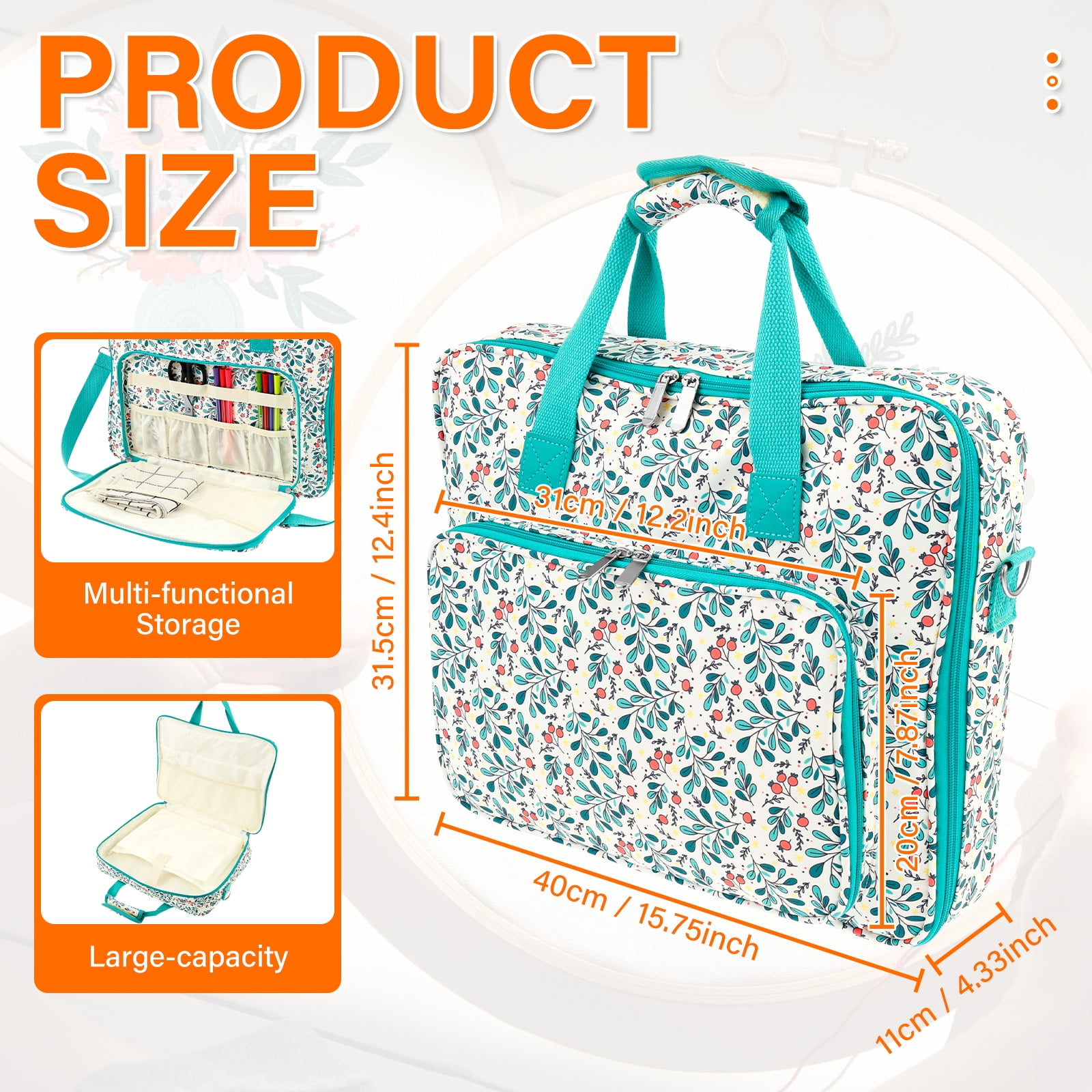 Threns Embroidery Floss Organizer,Portable Cross Stitch Organizer Bag,Sewing Totes with Pocket,Oxford Cloth Embroidery Storage for Sewing Kit Tools