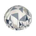 thumbnail image 1 of YFYANG Femmes Double Imperméable Shower Cap, Triangle Rayé Abstrait Motif Réutilisables Cheveux Cap pour Tous les Styles de Cheveux et les Tailles de Tête, 1 of 6
