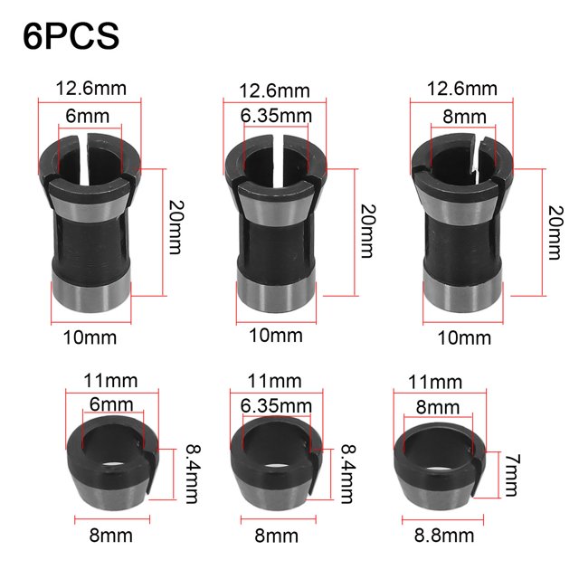 6 Pcs 6mm 6.35mm 8mm Collier pour Gravure Machine de Taille Routeur Électrique